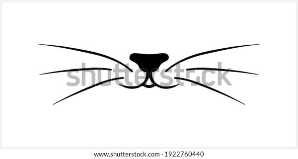 Doodle cat mustache  icon isolated on white. Outline\
hand drawing art line. Sketch logo animal. Vector stock\
illustration. EPS 10
