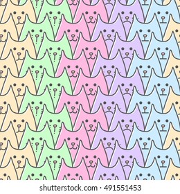 doodle cat seamless pattern background.