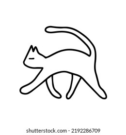Doodle Katze Silhouette wandelnde Vektorgrafik. Vektorschlichte Katzengrafik.