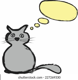 doodle cat and  speech bubble