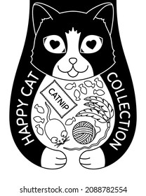 Doodle cat with toys and treats