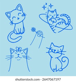 Doodle  cat and words pattern ,Cute cats illustration,Vector seamless pattern with cats