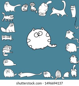 Doodle cats collection. Cats in different situations.