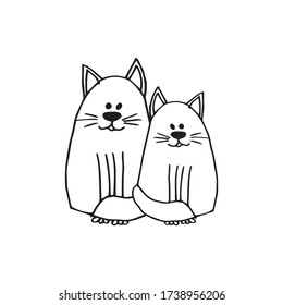 Doodle with cats. Cats for coloring. Children's creativity.