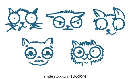 doodle cats isolated on white