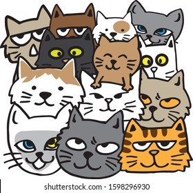 Doodle cats pattern.  for wrapping, printing, fabric and textile. Vector illustration