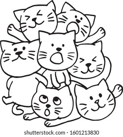 Doodle cats pattern.  for wrapping, printing, fabric and textile. Vector illustration