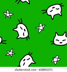 Doodle cats seamless pattern.  cute background. Great for coloring book, wrapping, printing, fabric and textile. Vector illustration.