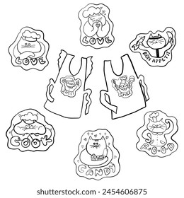 Doodle Cats, Whimsical Kitchen Cats Vector Illustration for Aprons