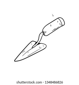 doodle cement shovel and hand drawn vector