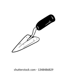 doodle cement shovel and hand drawn vector