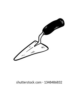 doodle cement shovel and hand drawn vector