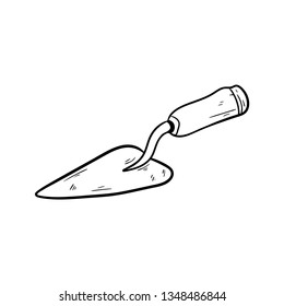 doodle cement shovel and hand drawn vector