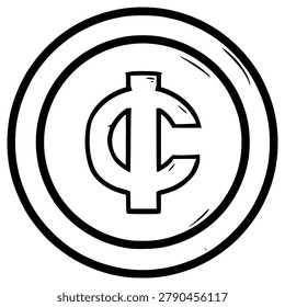 doodle cent coin illustration hand drawn outline vector