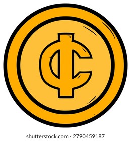 doodle cent coin illustration hand drawn isolated vector