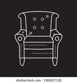 doodle chair icon flat black vector