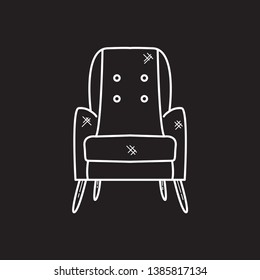 doodle chair icon flat black vector