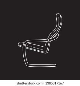 doodle chair icon flat black vector