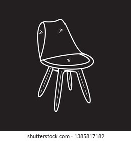 doodle chair icon flat black vector