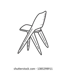 doodle chair icon outline vector