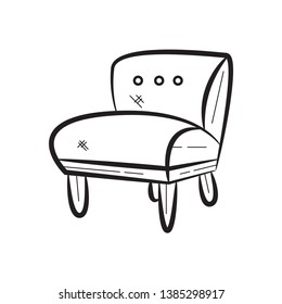 doodle chair icon outline vector