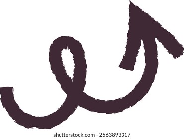 Doodle Chalk Curved Arrow Vector Illustration