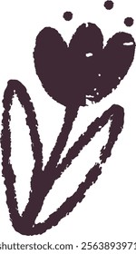 Doodle Chalk Flower Vector Illustration
