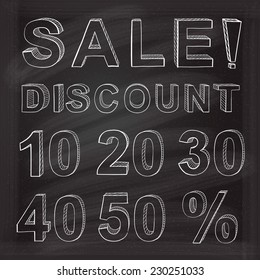 Doodle chalk sale set on the blackboard background