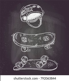 doodle chalk skateboard