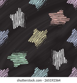 Doodle chalk stars seamless vector pattern