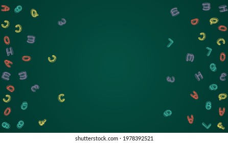 Doodle Chalkboard Vector Green Background. Chalk Stylized Texture. Graphic Font Blackboard Typography. Educate Backdrop.
