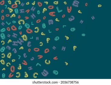 Doodle Chalkboard Vector Green Background. Chalk Artwork Type. Drawing Letter School Board Art. Sketchy Cover.