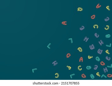 Fondo verde del vector de cartón doodle. Esbozo gráfico de tipos de letra. Tipo De Pizarra Alfabética Estilizada. Cubierta de dibujo.