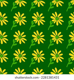 Doodle chamomile seamless pattern. Hand drawn ditsy print. Abstract floral ornament. Simple botanical backdrop. Design for fabric , textile print, surface, wrapping, cover. Vintage vector illustration