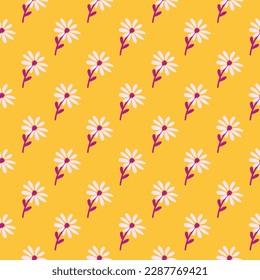 Doodle chamomile seamless pattern. Hand drawn ditsy print. Abstract floral ornament. Simple botanical backdrop. Design for fabric , textile print, surface, wrapping, cover. Vintage vector illustration