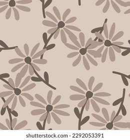Doodle chamomile seamless pattern. Hand drawn ditsy print. Abstract floral ornament. Simple botanical backdrop. Design for fabric , textile print, surface, wrapping, cover. Vintage vector illustration
