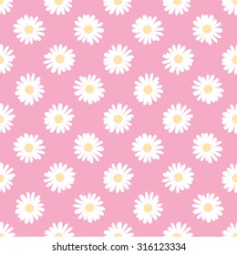 Doodle chamomile. Seamless vector wallpaper