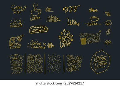 Doodle chaotic line lettering. Contour vector drawing, springs. Logo, neon signboard