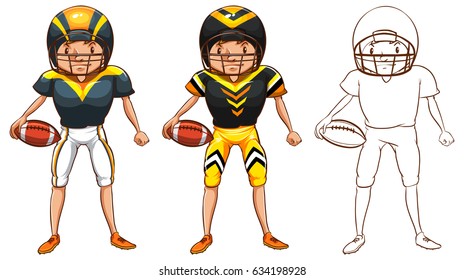 Doodle character for American football player illustration
