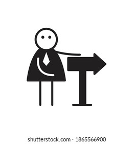 doodle character and arrow road sign
