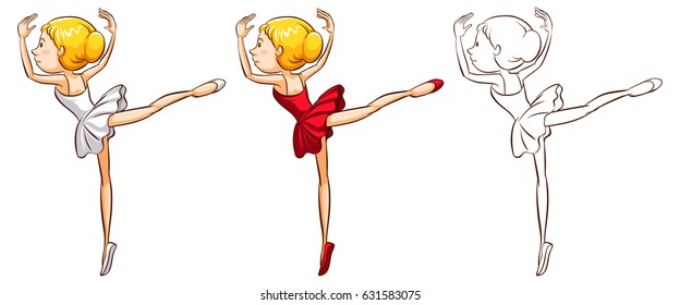 Doodle character for ballerina illustration