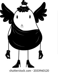 Carácter Doodle blanco y negro 