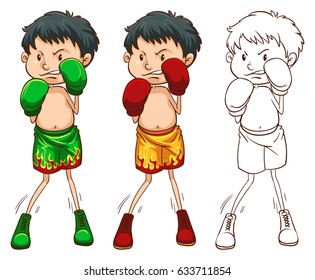 Carácter Doodle para ilustración de boxeador