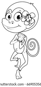 Doodle character for cute monkey illustration