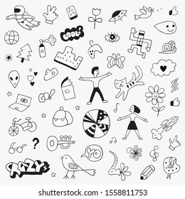 doodle character hand drawn set