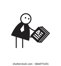 doodle character holding job application, cv vector
