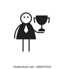 doodle character holding trophy cup vector