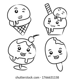 Doodle Character,  Ice Cream Character Set