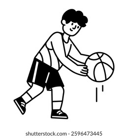 A doodle character illustration of athlete doing basketball training 
