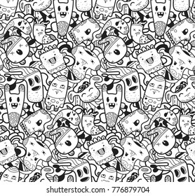 Doodle character outline pattern